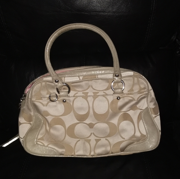 Authentic Coach Tan/Gold Satchel Purse - Picture 2 of 4